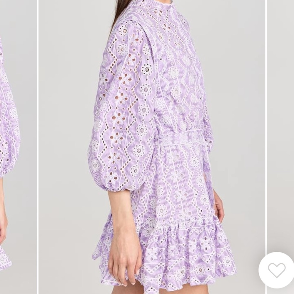Lavender Eyelet Long Sleeve Mini Dress -  Women - Picture 2 of 5
